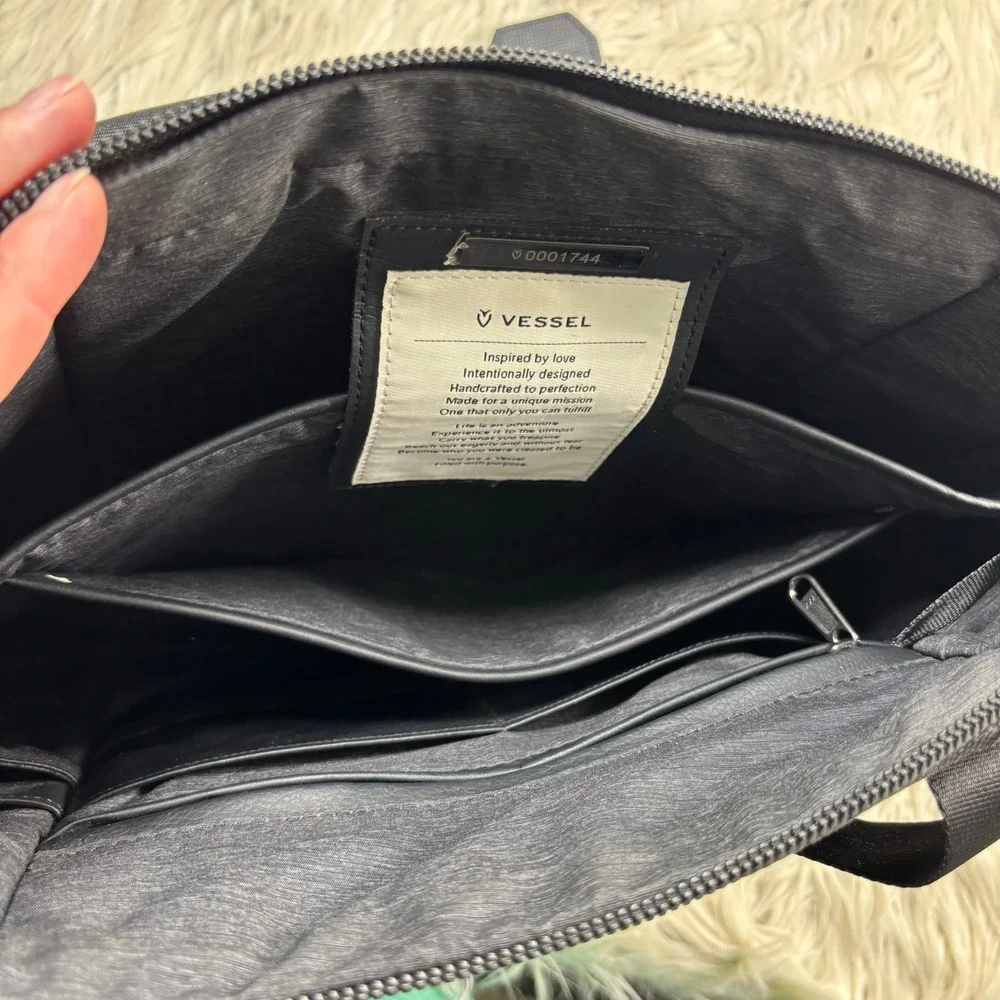 Vessel Signature Briefcase Black Canvas Leather Travel Work Bag Professional